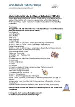 Materialliste Klasse 4