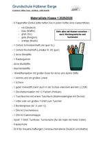 Materialliste Klasse 1